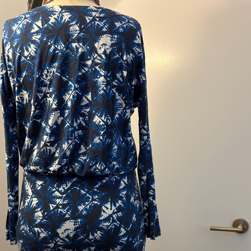 Blue Patterned Mini Dress - Picture 9 of 10